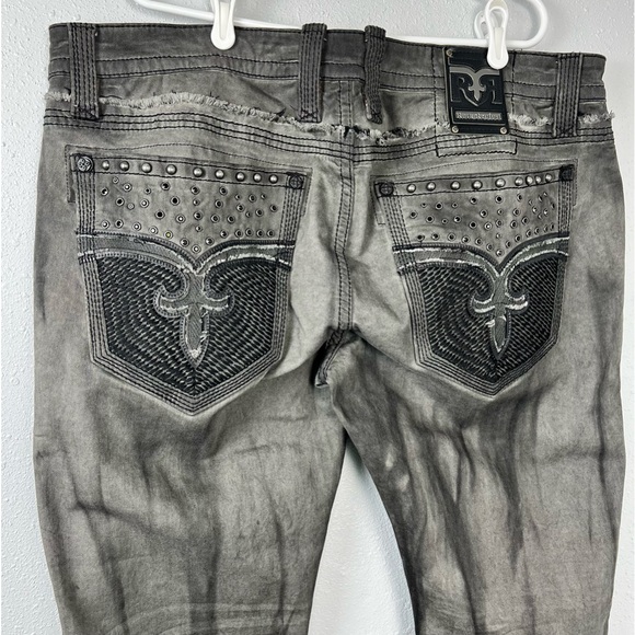 Rock Revival Men’s Jeans Size 42 Armory Biker Distressed Embroidered NWT - Picture 5 of 14
